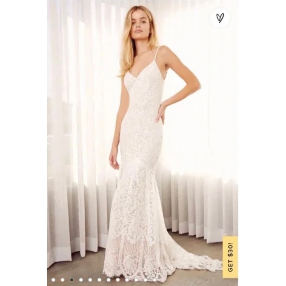 Lulus Flynn White Maxi Dress - Lace Wedding Dress - Size Medium